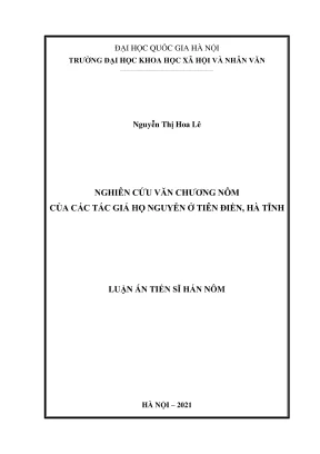 Luận án tiến sĩ Hán Nôm: Nghiên cứu văn chương Nôm của