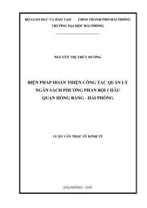 Biện Pháp Hoàn Thiện Quản Lý Ngân Sách Tại Phường Phan