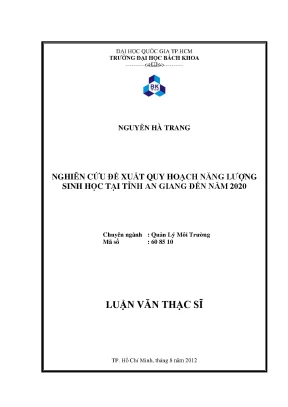 Luận Văn Thạc Sĩ: Quy Hoạch Năng Lượng Sinh Học Tỉnh An