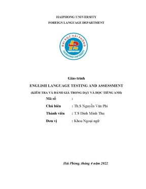 Giáo Trình Kiểm Tra Và Đánh Giá Trong Dạy Học Tiếng Anh 
