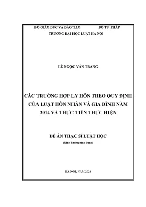 Luận văn thạc sĩ luật học: Ly hôn theo Luật Hôn nhân và