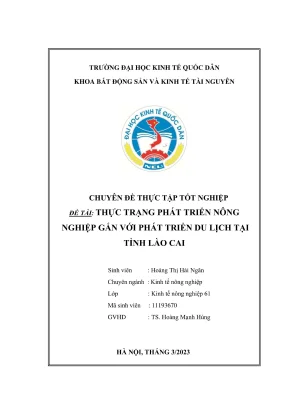 Thực Trạng Phát Triển Nông Nghiệp Gắn Với Du Lịch Tại