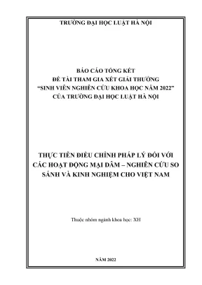 Nghiên cứu khoa học thực tiễn về điều chỉnh pháp lý hoạt 
