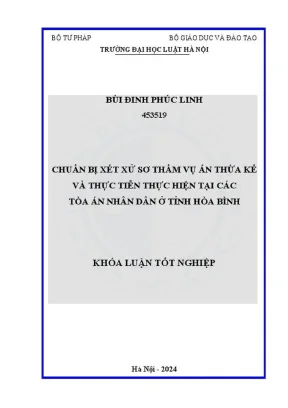 Khóa luận tốt nghiệp: Chuẩn bị xét xử sơ thẩm vụ án thừa 