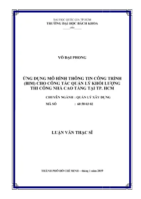 Ứng Dụng Mô Hình BIM Trong Quản Lý Khối Lượng Thi Công