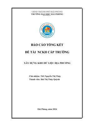 Xây dựng kho dữ liệu địa phương: Đề tài nghiên cứu khoa 