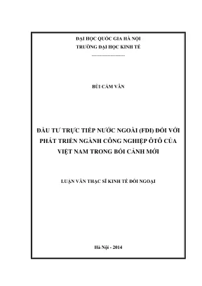 Tác động của FDI đến phát triển ngành công nghiệp ô tô 