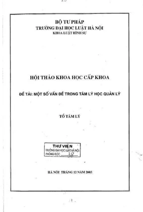 Kỷ yếu hội thảo khoa học: Giải đáp các vấn đề tâm lý học 
