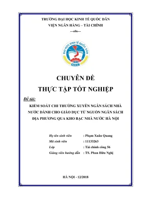 Kiểm Soát Chi Thường Xuyên Ngân Sách Giáo Dục Từ Ngân