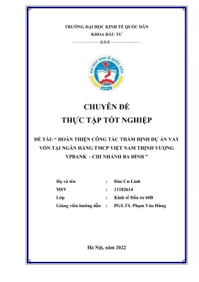 Hoàn Thiện Công Tác Thẩm Định Dự Án Vay Vốn Tại VPBank