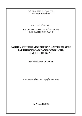 Tóm Tắt Báo Cáo Đổi Mới Phương Án Tuyển Sinh Trường Cao