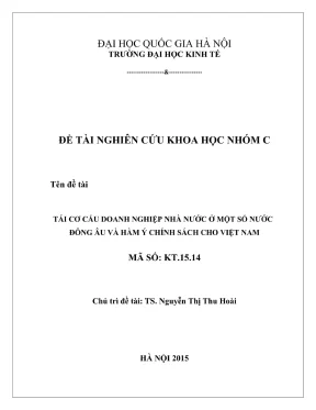 Nghiên cứu tái cơ cấu doanh nghiệp nhà nước tại Đông Âu