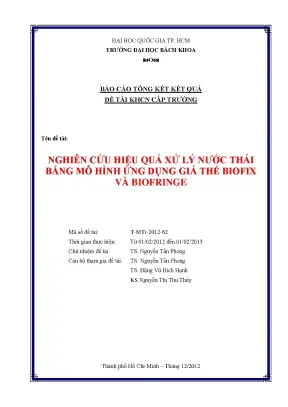 Nghiên cứu hiệu quả xử lý nước thải bằng giá thể Biofix