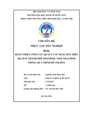 Quản lý sử dụng đất tại Thái Bình trong quá trình đô thị hóa