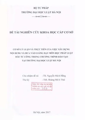 Nghiên cứu xây dựng và giảng dạy môn Pháp luật đầu tư