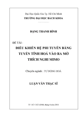 Nghiên cứu điều khiển hệ phi tuyến bằng phương pháp 