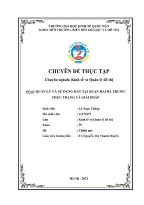 Thực Trạng Và Giải Pháp Quản Lý Đất Đai Tại Quận Hai Bà