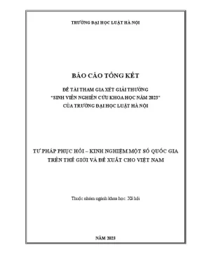 Nghiên cứu tư pháp phục hồi: Kinh nghiệm quốc tế và đề 