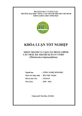 Khóa Luận Tốt Nghiệp: Nhân Nhanh Và Tạo Cây Trầu Bà