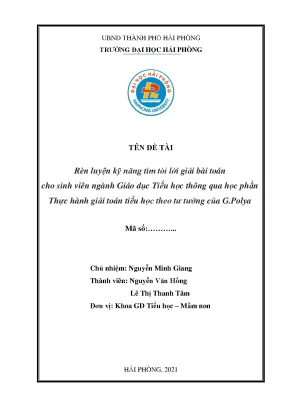 Rèn luyện kỹ năng giải toán cho sinh viên giáo dục tiểu