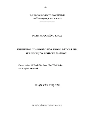 Luận văn thạc sĩ kỹ thuật xây dựng ảnh hưởng của độ bão hòa trong đất cát pha sét đến độ ổn định của mái dốc