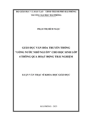 Luận Văn Thạc Sĩ: Giáo Dục Văn Hóa Truyền Thống 'Uống