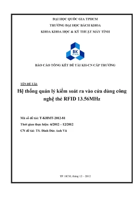 Nghiên cứu hệ thống quản lý ra vào cửa bằng công nghệ 