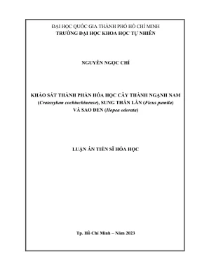 Luận án tiến sĩ hóa học: Khảo sát thành phần hóa học cây 
