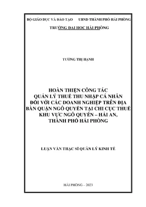 Hoàn thiện quản lý thuế thu nhập cá nhân tại doanh