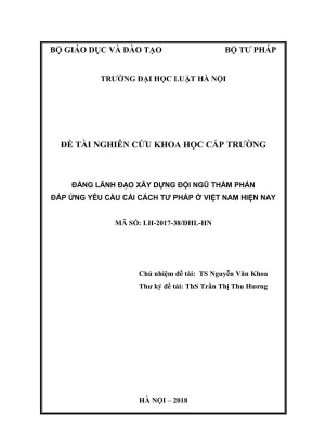 Nghiên cứu xây dựng đội ngũ thẩm phán đáp ứng cải cách