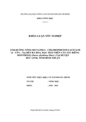 Ảnh hưởng nồng độ 4-CPA Na đến ra hoa đậu trái sầu riêng