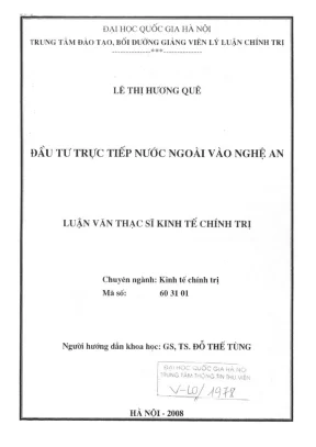 Luận Văn Thạc Sĩ Kinh Tế Chính Trị: Đầu Tư Trực Tiếp