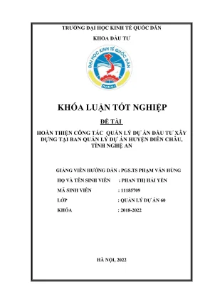 Cách hoàn thiện quản lý dự án đầu tư xây dựng tại Diễn 