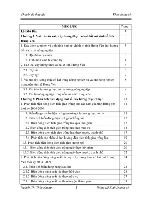 Phân tích diện tích, năng suất sản lượng cây lương thực 
