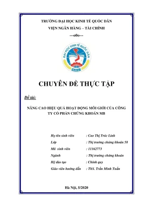 Chuyên đề thực tập: Nâng cao hiệu quả môi giới chứng 