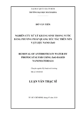 Nghiên cứu xử lý kháng sinh trong nước bằng phương pháp