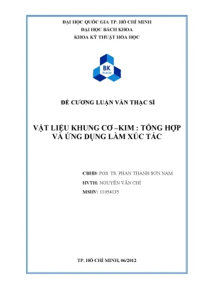 Luận Văn Thạc Sĩ: Tổng Hợp Vật Liệu Khung Cơ Kim Và Ứng