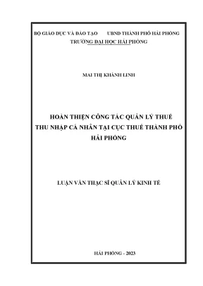 Hoàn Thiện Công Tác Quản Lý Thuế Thu Nhập Cá Nhân Tại