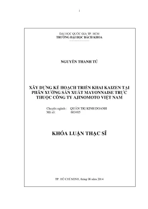 Kế hoạch triển khai Kaizen tại xưởng sản xuất mayonnaise
