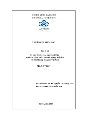 Nghiên cứu khoa học kế toán chi phí dòng nguyên vật