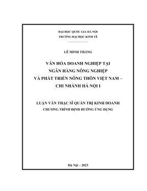 Luận Văn Thạc Sĩ Quản Trị Kinh Doanh: Văn Hóa Doanh
