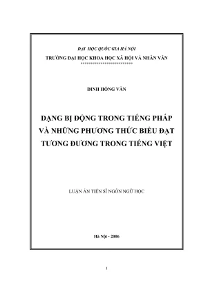 Luận Án Tiến Sĩ: Dạng Bị Động Trong Tiếng Pháp Và Cách 