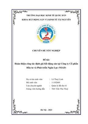 Hoàn Thiện Công Tác Định Giá Bất Động Sản Tại Công Ty Cổ