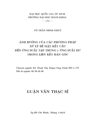 Ảnh Hưởng Của Phương Pháp Xử Lý Bề Mặt Đến Ứng Suất Tập