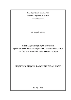 Luận Văn Thạc Sĩ: Chất Lượng Hoạt Động Bảo Lãnh Tại Ngân