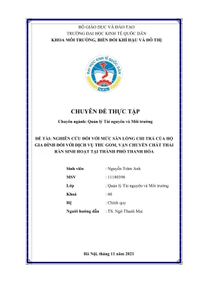 Nghiên cứu mức sẵn lòng chi trả của hộ gia đình cho dịch