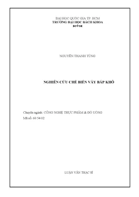 Luận Văn Thạc Sĩ Công Nghệ Thực Phẩm: Nghiên Cứu Chế 