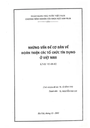 Nghiên cứu hoàn thiện tổ chức tín dụng tại Việt Nam: