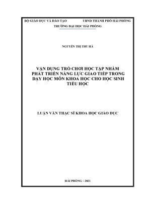 Luận Văn Thạc Sĩ: Vận Dụng Trò Chơi Học Tập Phát Triển 
