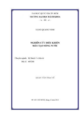 Luận Văn Thạc Sĩ Kỹ Thuật Cơ Điện Tử: Nghiên Cứu Điều 